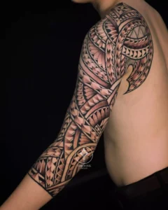Maori style tattoo full sleeve by Thanh Phong Torch INK