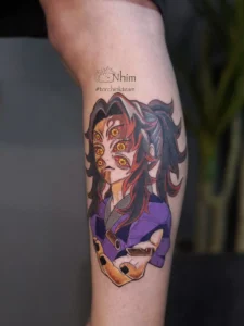Anime character tattoo done by artist Linh Nhim at Torch INK studio