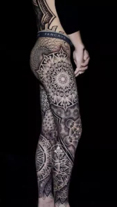 Ornamental full leg done by Tang Le at Torch INK Tattoo
