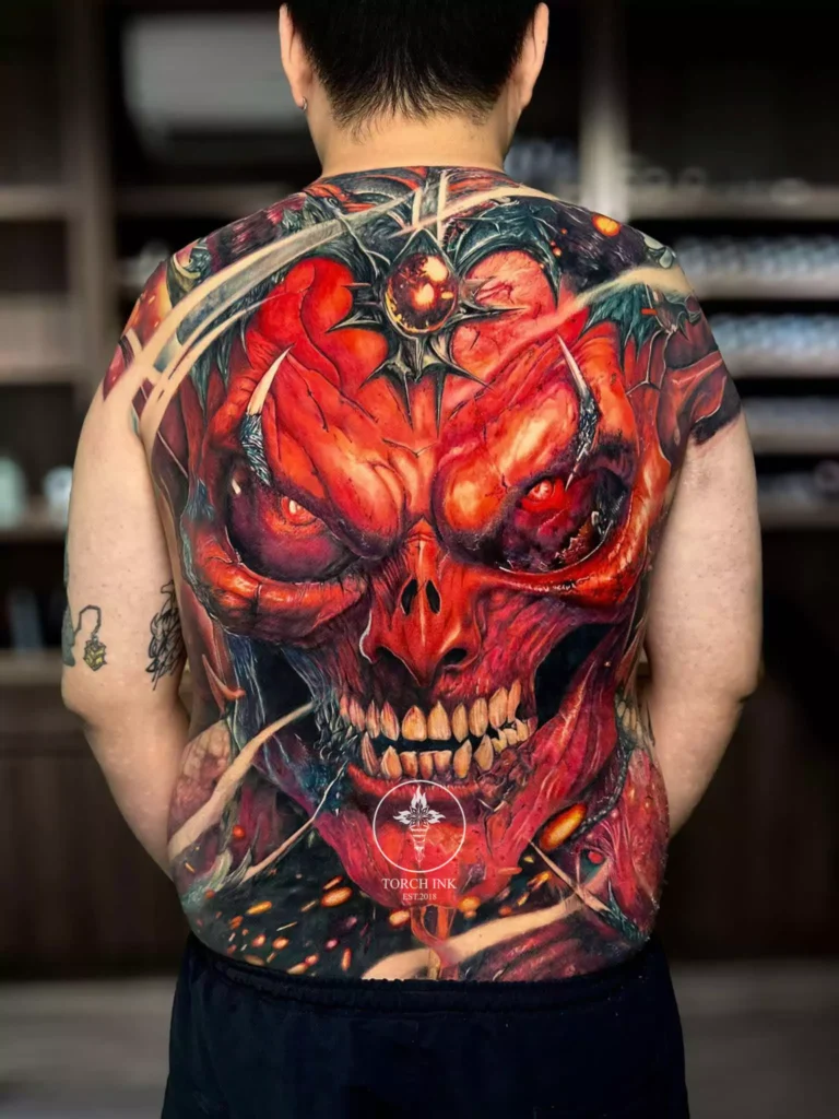 Realistic color tattoo full back by Nguyen Quang Han Torch INK Tattoo