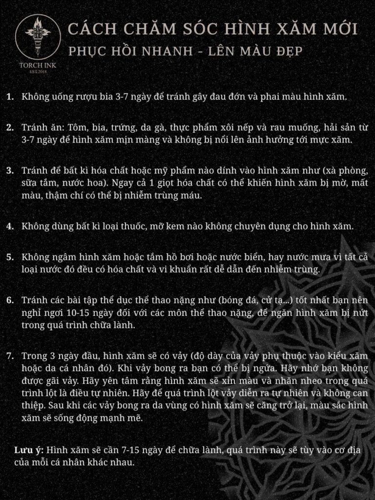 Hướng dẫn chăm sóc hình xăm mới tattoo aftercare